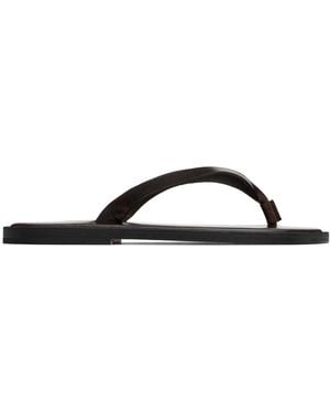 AURALEE Leather Tong Flip-Flops - Black