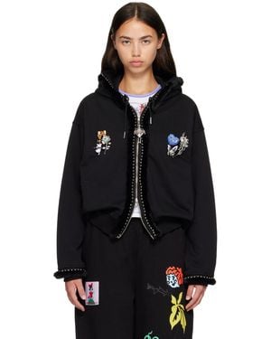 Chopova Lowena Fuzzy Pearl Zip Hoodie - Black