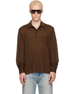 Tom Ford Polo Kaki En Piqué De Soie Et Coton - Marron
