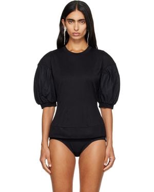 Simone Rocha Puff Sleeve Sculpted Contrast T-Shirt - Black