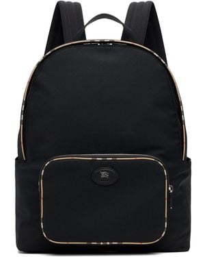 Burberry Check Trim Backpack - Black