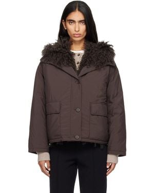 Yves Salomon Short Down Jacket - Brown