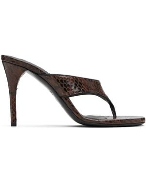 Alaïa Thong Elaphe Leather Mule Sandals - Black