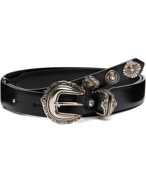 Toga Leather Motif Belt - Black