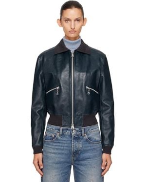Our Legacy Mini Leather Bomber Jacket - Blue