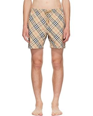 Burberry Check Swim Shorts - Natural