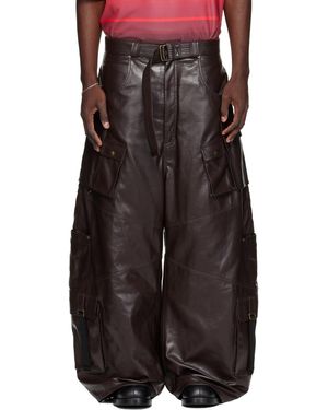 Lu'u Dan Loaded Faux-Leather Cargo Pants - Brown