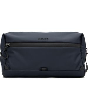 BOSS Faux-Leather Wash Pouch - Black