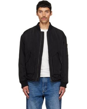 HUGO Blouson Aviateur Noir En Sergé Technique