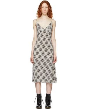 Marc Jacobs Gray Redux Grunge Plaid Strap Midi Dress
