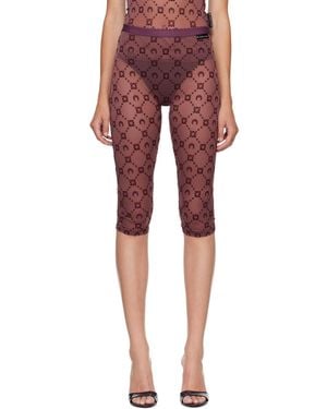 Marine Serre Burgundy Moonogram Mesh Flock Capri Leggings - Red