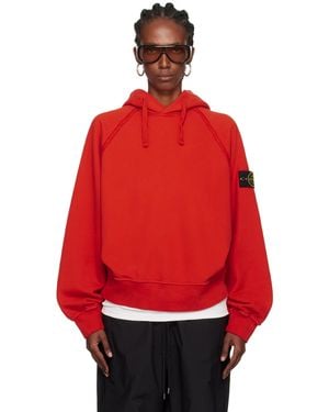 Stone Island レッド 6100023 Brushed Organic Cotton Fleece フーディ
