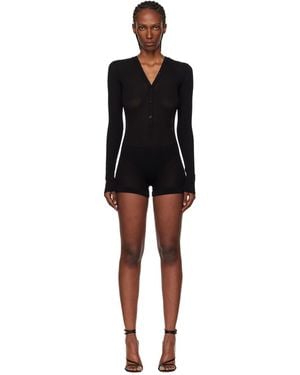 Mugler Knit Cotton Bodyshort - Black