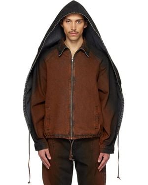Egonlab Convertible Hooded Denim Jacket - Brown