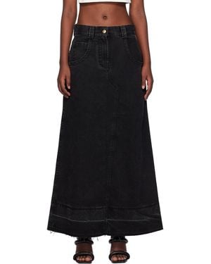 Palm Angels Split Denim Maxi Skirt - Black