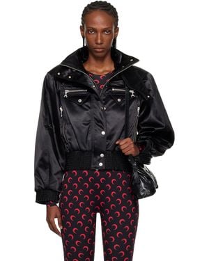 Marine Serre Satin Nylon Bomber Jacket - Black