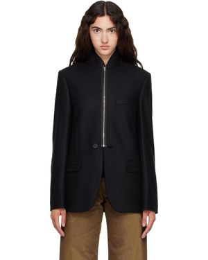 MM6 by Maison Margiela Flannel Zip-Front Suit Blazer - Black