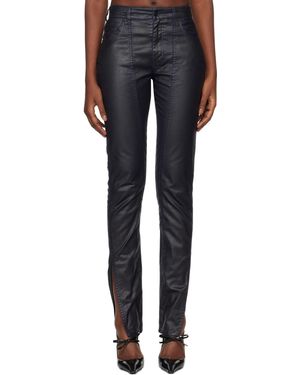 Mugler Jean Skinny Bleu En Denim Ciré - Noir