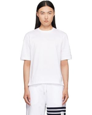 Thom Browne T-Shirt Blanc En Jersey À Quatre Rayures