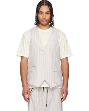 Y-3 Taupe Tailored Waistcoat - White