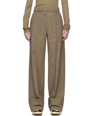 Lanvin グレー ロールアップ ウール ワイドパンツ - ナチュラル