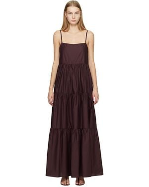 Matteau Burgundy Tiered Low Back Maxi Dress - Black