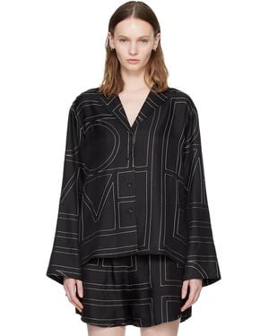 TOTEME Monogram Silk Pj Shirt - Black