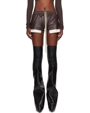 Rick Owens Temple Fog Leather Shorts - Black