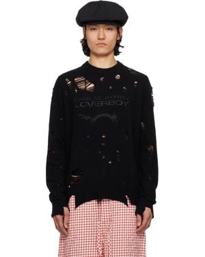 Charles Jeffrey Pull Noir À Effet Usé Et À Logo