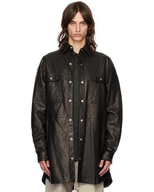 Rick Owens Porterville オーバーサイズ レザー シャツ - ブラック