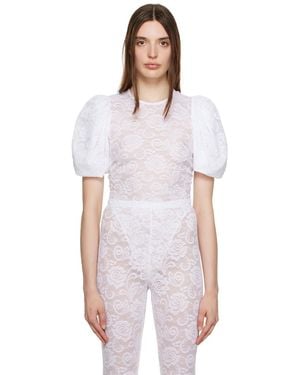 MSGM White Puff Sleeve Bodysuit - Multicolour
