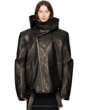 Rick Owens Hollywood Jumbo Stooges Cropped Leather Jacket - Black