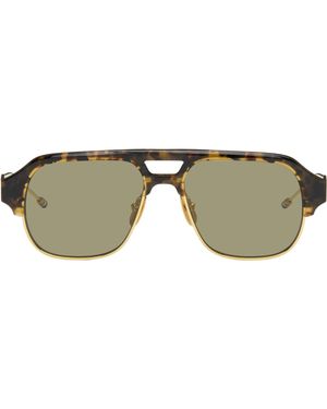Thom Browne Acetate & Titanium Aviator Pilot Sunglasses - Brown