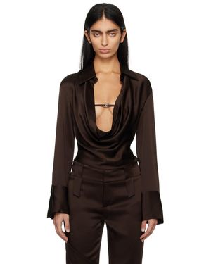 Blumarine ブラウン カウルネック ブラウス - ブラック