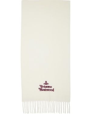 Vivienne Westwood Off- Embroidered Scarf - White