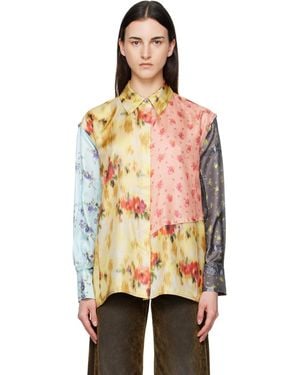 Ganni Multi Printed Silk Shirt - Orange