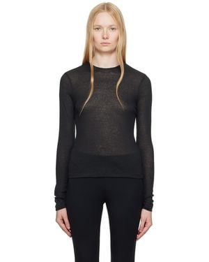 Skims Sheer Cotton Long Sleeve T-Shirt - Black