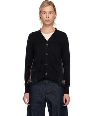 Sacai Paisley Printcotton Knit Cardigan - Black