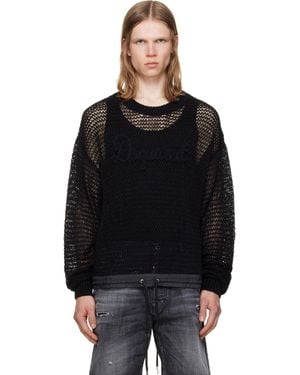 DSquared² Signature' Open Work Jumper - Black