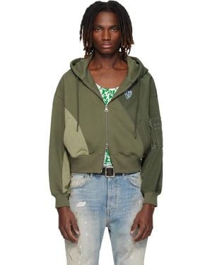 ANDERSSON BELL Patchwork Ma-1 Zip Up Hoodie - Green