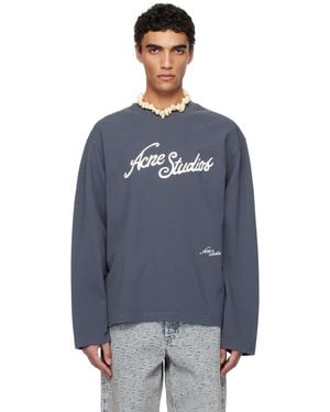 Acne Studios グレー ロゴ Tシャツ - ブルー