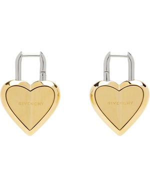 Givenchy Boucles D'Oreilles En Forme De Cadenas En Cœur Doré Et Argenté - Noir