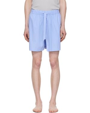 Tekla Poplin Pyjama Shorts - Blue