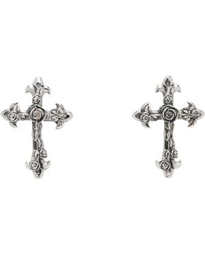 Emanuele Bicocchi Rose Cross Stud Earrings - Metallic
