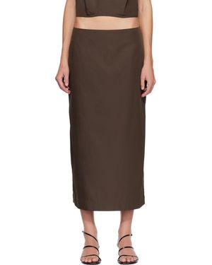 St. Agni Paper Taffeta Column Midi Skirt - Black