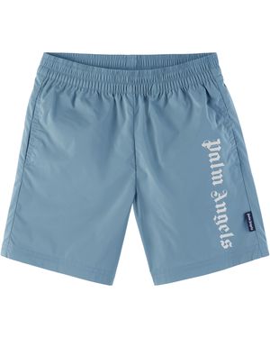 Palm Angels キッズ｜ブルー Overlogo スイムショーツ