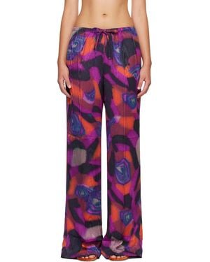 Dries Van Noten Moiré Pants - Red