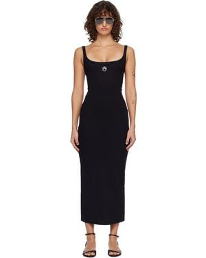 Marine Serre Moon Logo Ribbed Jersey Maxi Dress - Black