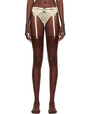 Fleur du Mal Tanga Bianca Blanc Cassé En Dentelle - Noir