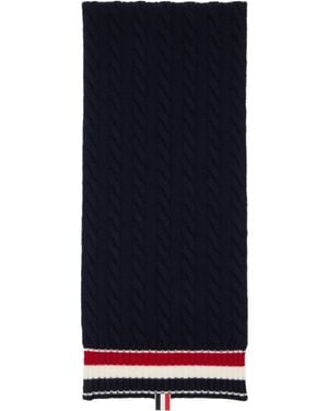Thom Browne Cable Knit Wool Scarf - Blue